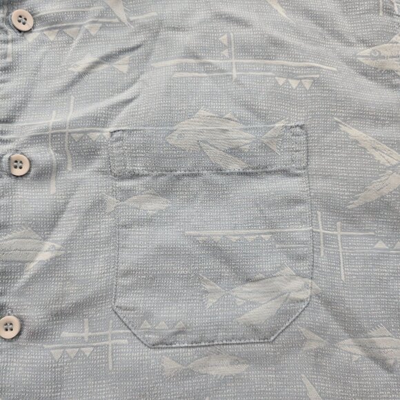 Quicksilver Shirt Mens Large Blue Waterman Collection Fish AOP Outdoors‎ Summer - Picture 3 of 11